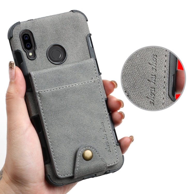For Huawei P20 Lite Cloth Texture + TPU Shockproof Protective Case with Vertical Flip Card Slots