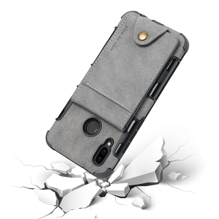 For Huawei P20 Lite Cloth Texture + TPU Shockproof Protective Case with Vertical Flip Card Slots