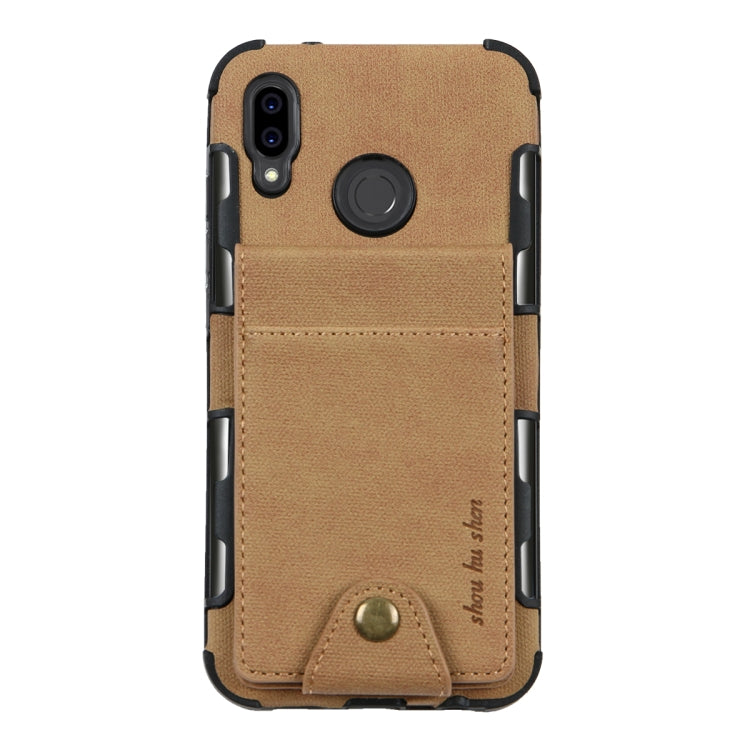 For Huawei P20 Lite Cloth Texture + TPU Shockproof Protective Case with Vertical Flip Card Slots