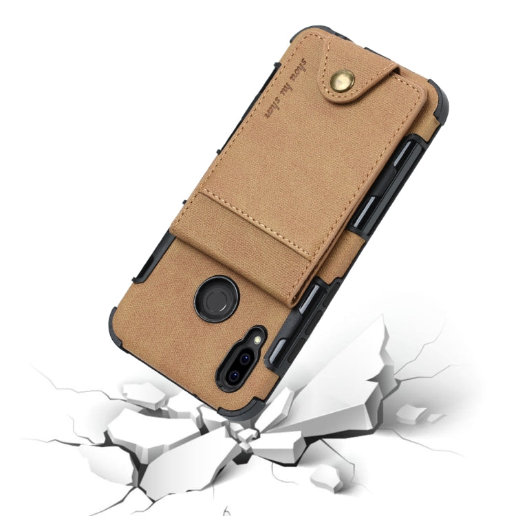 For Huawei P20 Lite Cloth Texture + TPU Shockproof Protective Case with Vertical Flip Card Slots