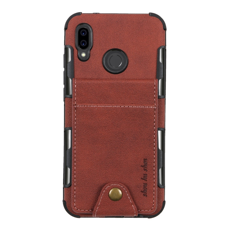 For Huawei P20 Lite Cloth Texture + TPU Shockproof Protective Case with Vertical Flip Card Slots