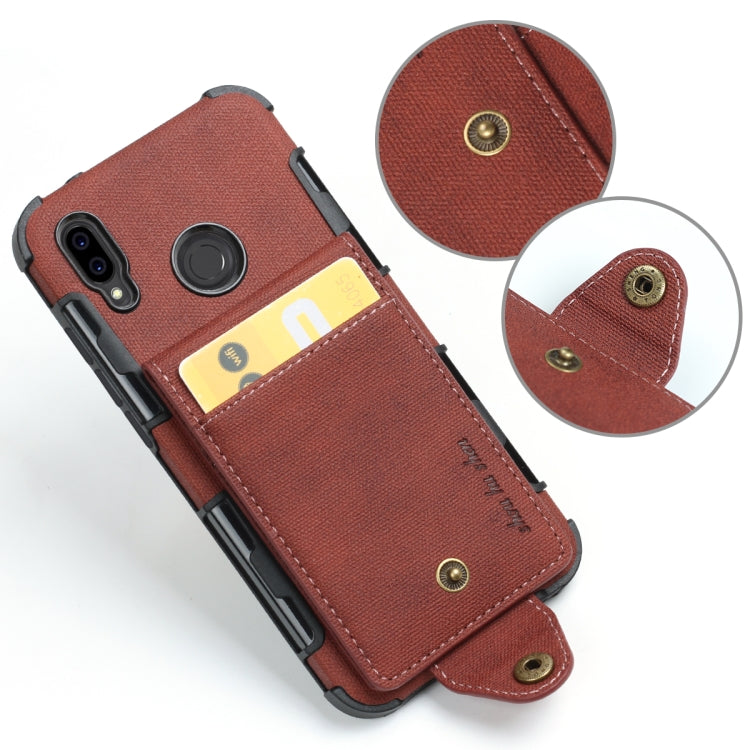 For Huawei P20 Lite Cloth Texture + TPU Shockproof Protective Case with Vertical Flip Card Slots