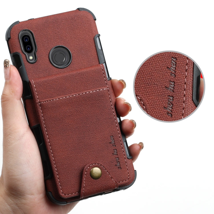 For Huawei P20 Lite Cloth Texture + TPU Shockproof Protective Case with Vertical Flip Card Slots