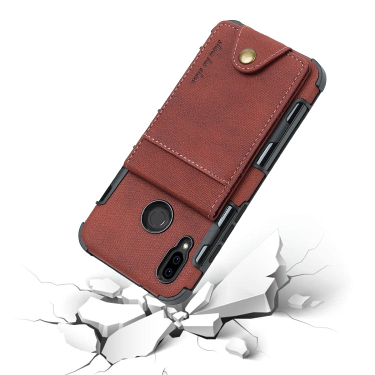For Huawei P20 Lite Cloth Texture + TPU Shockproof Protective Case with Vertical Flip Card Slots