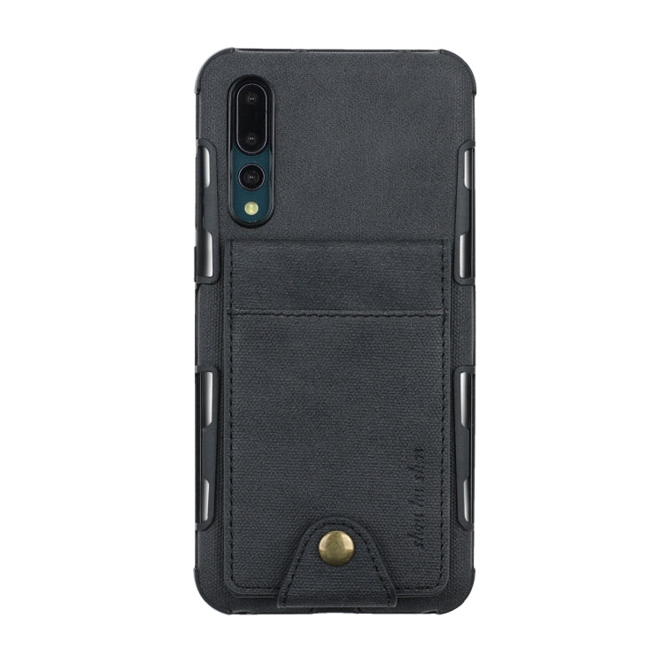 For Huawei P20 Cloth Texture + TPU Shockproof Protective Case with Vertical Flip Card Slots