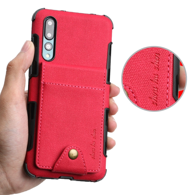 For Huawei P20 Cloth Texture + TPU Shockproof Protective Case with Vertical Flip Card Slots