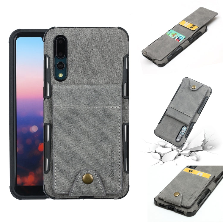 For Huawei P20 Cloth Texture + TPU Shockproof Protective Case with Vertical Flip Card Slots