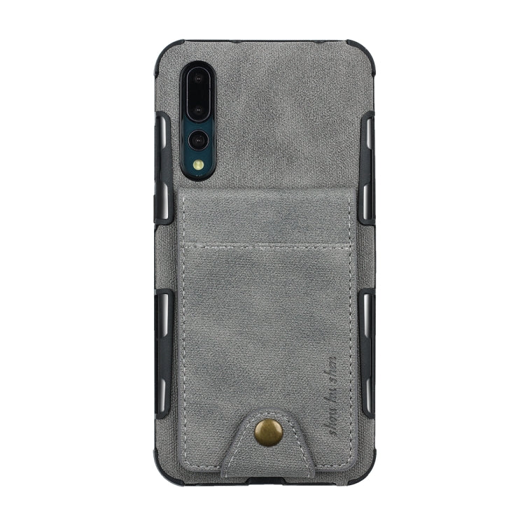 For Huawei P20 Cloth Texture + TPU Shockproof Protective Case with Vertical Flip Card Slots