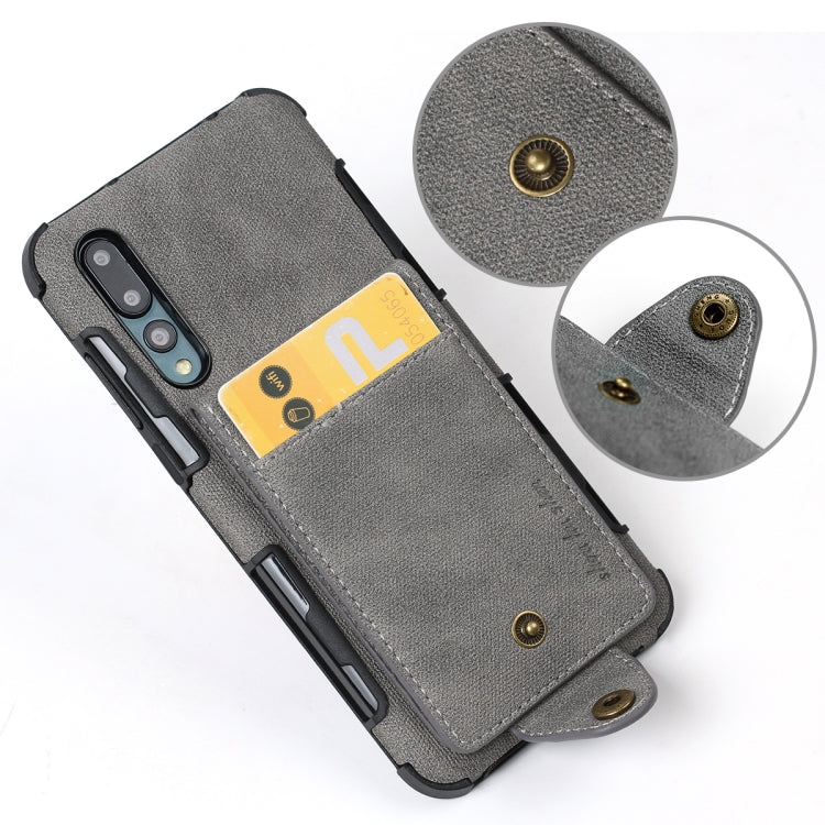 For Huawei P20 Cloth Texture + TPU Shockproof Protective Case with Vertical Flip Card Slots