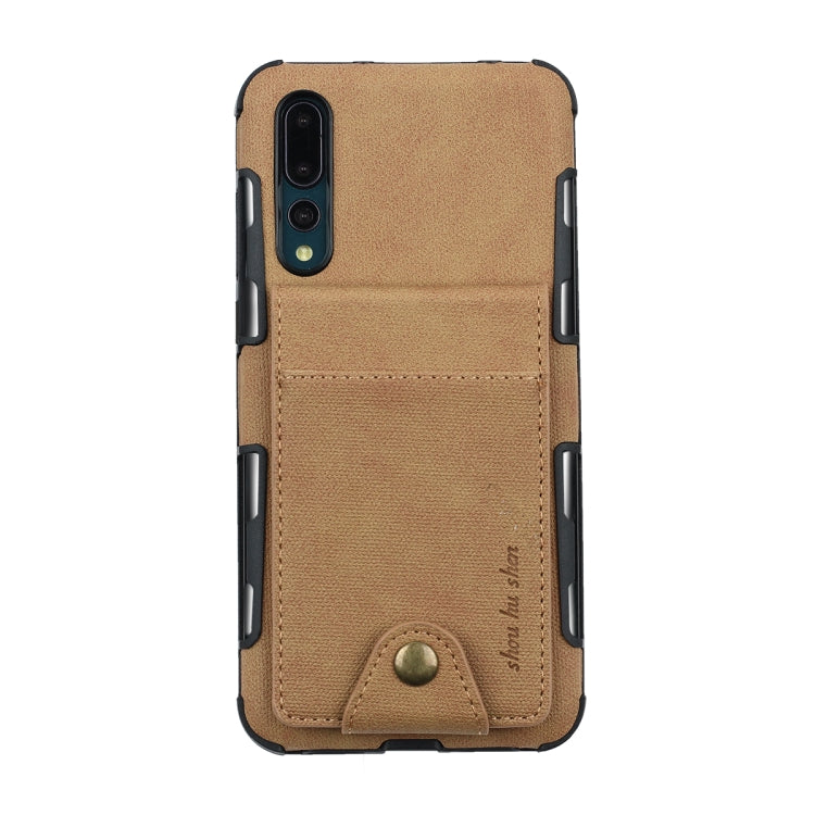 For Huawei P20 Cloth Texture + TPU Shockproof Protective Case with Vertical Flip Card Slots