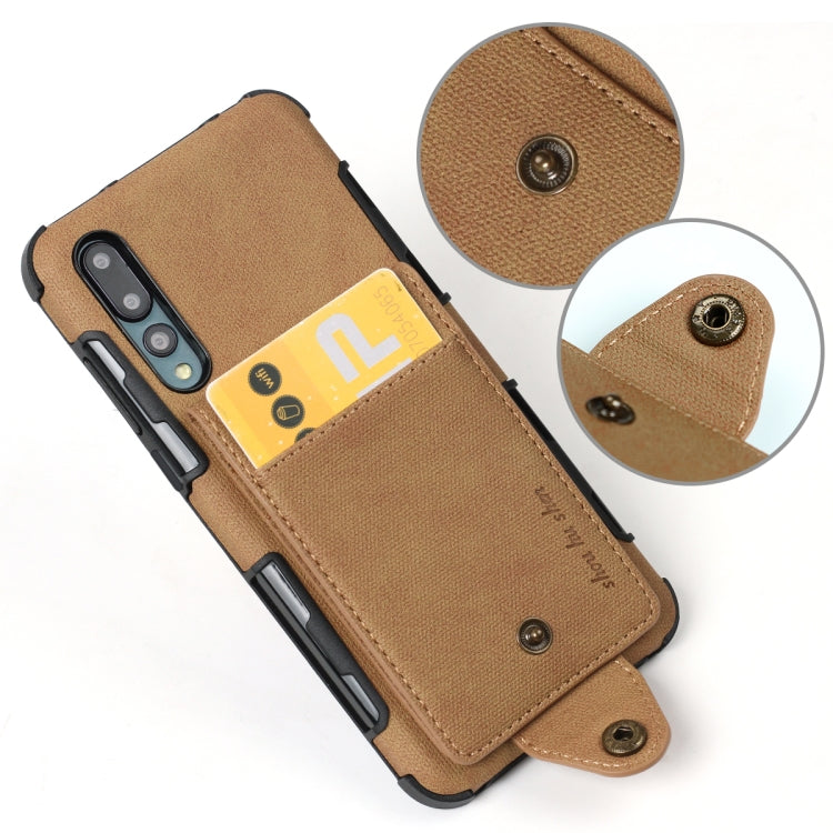 For Huawei P20 Cloth Texture + TPU Shockproof Protective Case with Vertical Flip Card Slots
