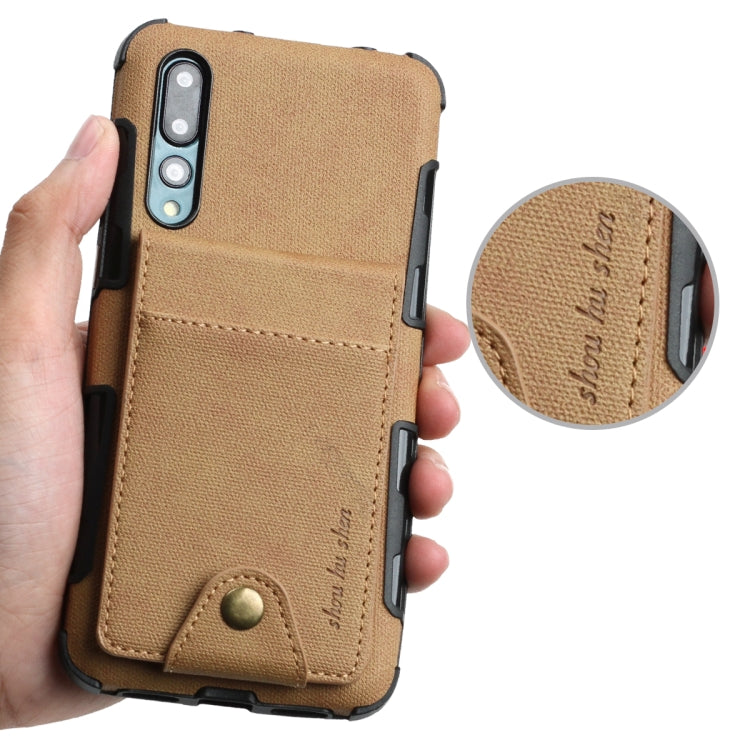 For Huawei P20 Cloth Texture + TPU Shockproof Protective Case with Vertical Flip Card Slots