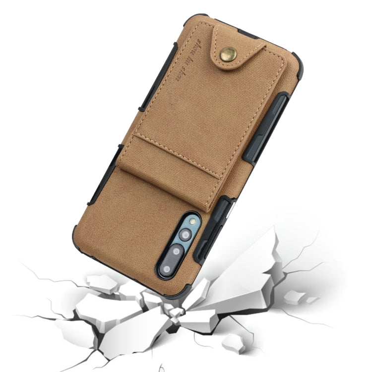 For Huawei P20 Cloth Texture + TPU Shockproof Protective Case with Vertical Flip Card Slots