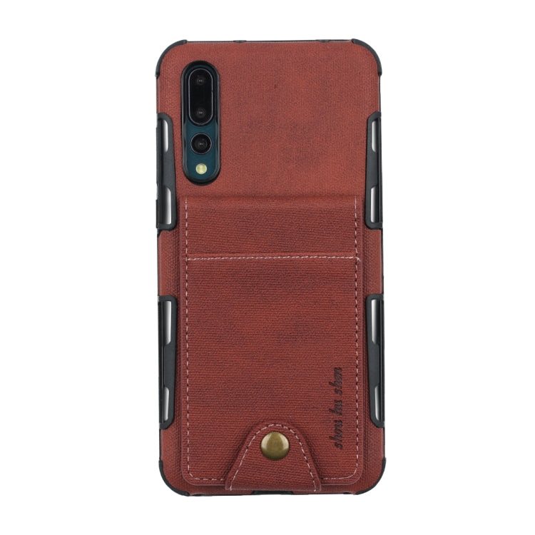 For Huawei P20 Cloth Texture + TPU Shockproof Protective Case with Vertical Flip Card Slots