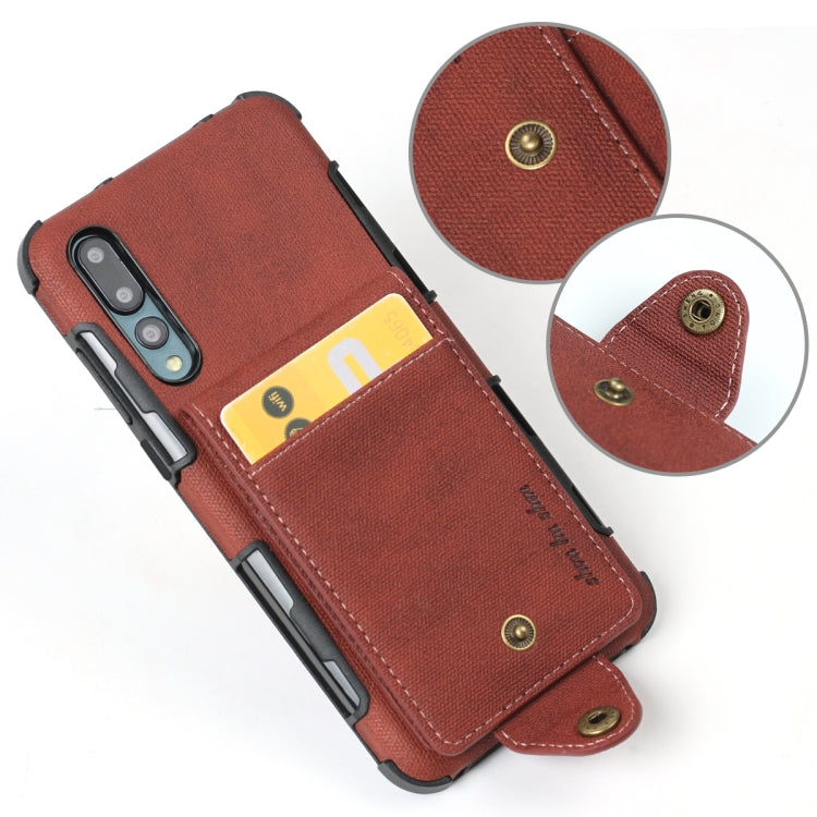 For Huawei P20 Cloth Texture + TPU Shockproof Protective Case with Vertical Flip Card Slots