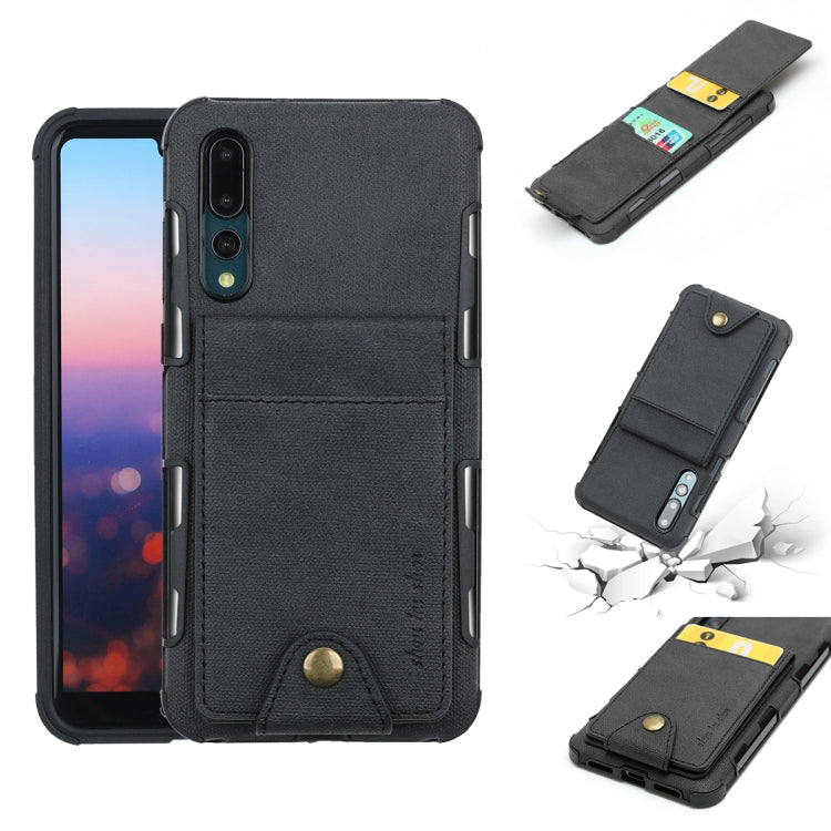 For Huawei P20 Pro Cloth Texture + TPU Shockproof Protective Case with Vertical Flip Card Slots
