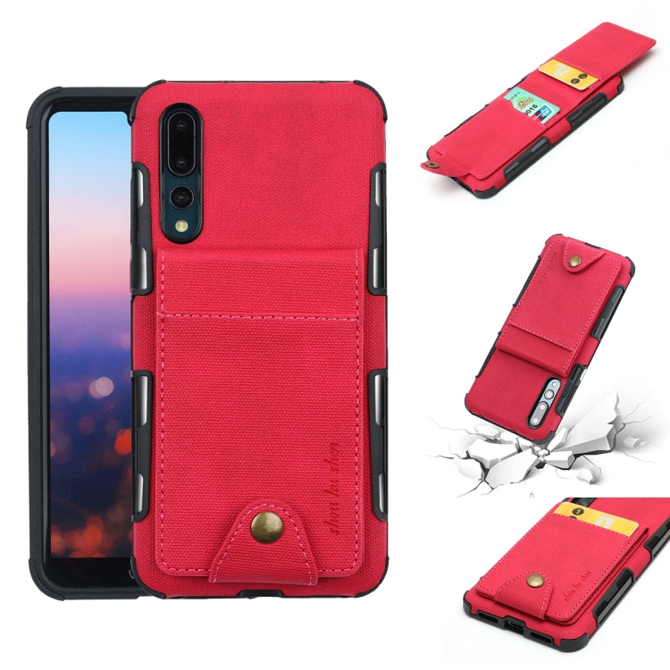 For Huawei P20 Pro Cloth Texture + TPU Shockproof Protective Case with Vertical Flip Card Slots