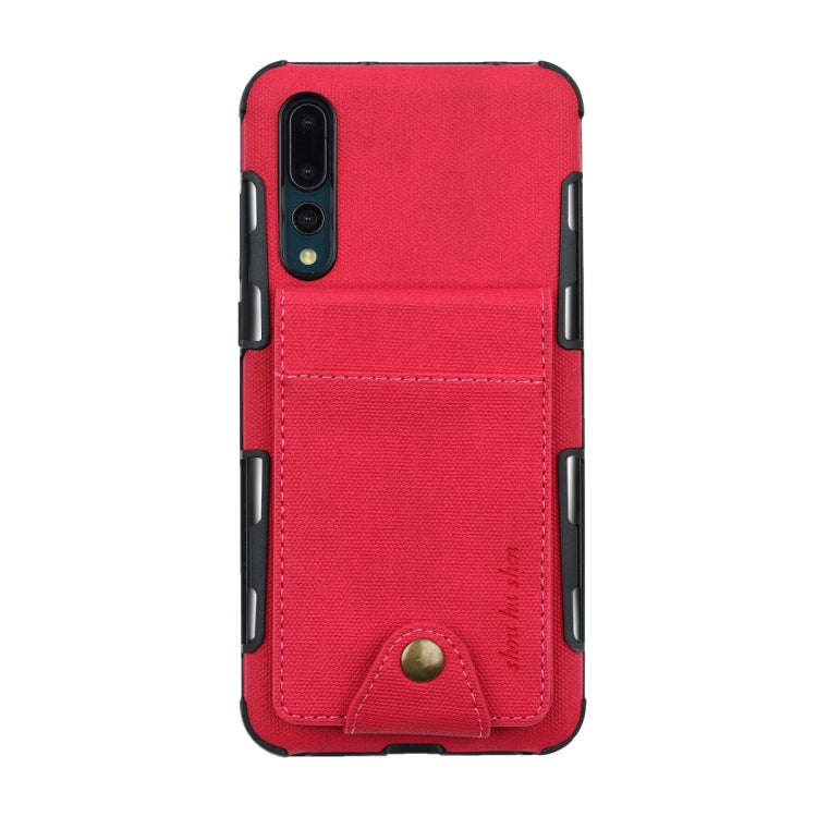 For Huawei P20 Pro Cloth Texture + TPU Shockproof Protective Case with Vertical Flip Card Slots