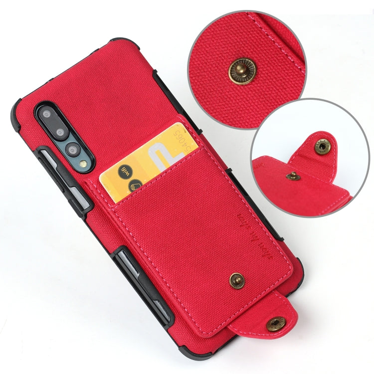 For Huawei P20 Pro Cloth Texture + TPU Shockproof Protective Case with Vertical Flip Card Slots