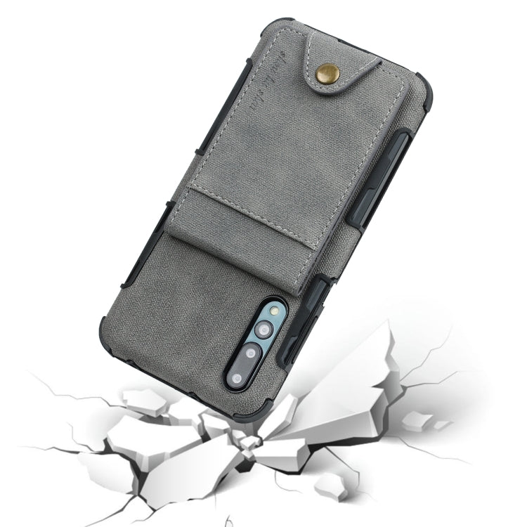 For Huawei P20 Pro Cloth Texture + TPU Shockproof Protective Case with Vertical Flip Card Slots