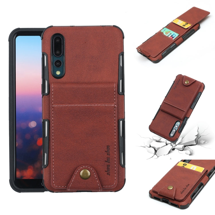 For Huawei P20 Pro Cloth Texture + TPU Shockproof Protective Case with Vertical Flip Card Slots