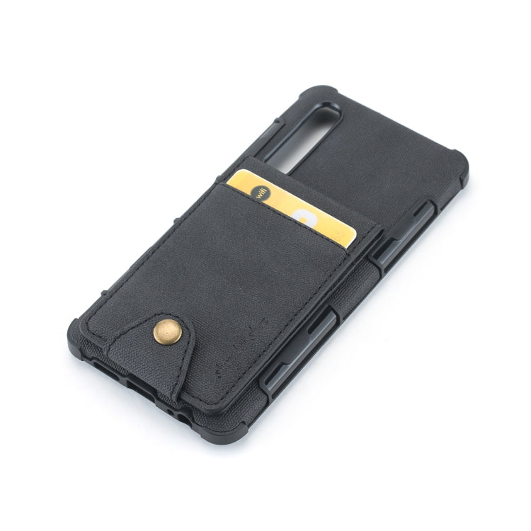 For Huawei P30 Cloth Texture + TPU Shockproof Protective Case with Vertical Flip Card Slots