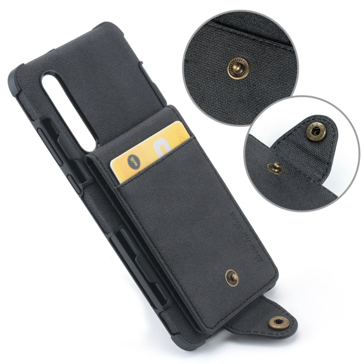 For Huawei P30 Cloth Texture + TPU Shockproof Protective Case with Vertical Flip Card Slots