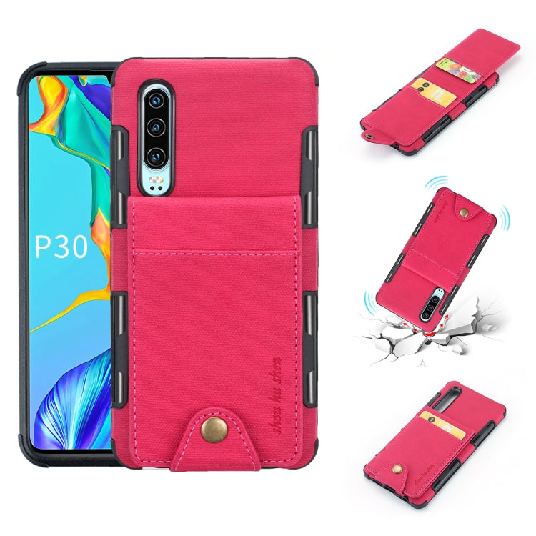 For Huawei P30 Cloth Texture + TPU Shockproof Protective Case with Vertical Flip Card Slots