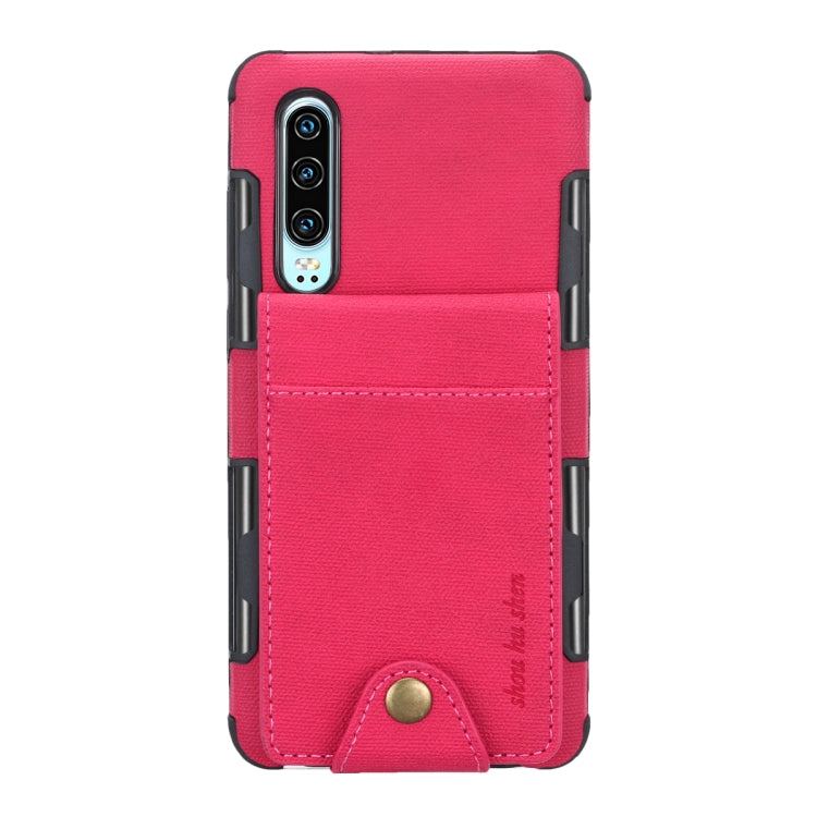 For Huawei P30 Cloth Texture + TPU Shockproof Protective Case with Vertical Flip Card Slots