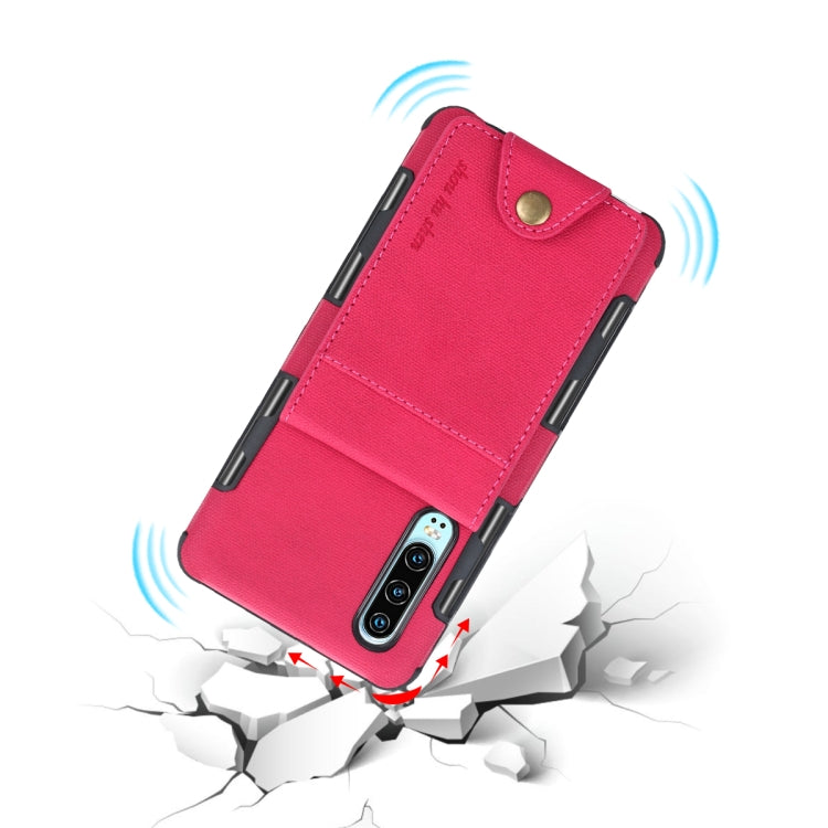 For Huawei P30 Cloth Texture + TPU Shockproof Protective Case with Vertical Flip Card Slots