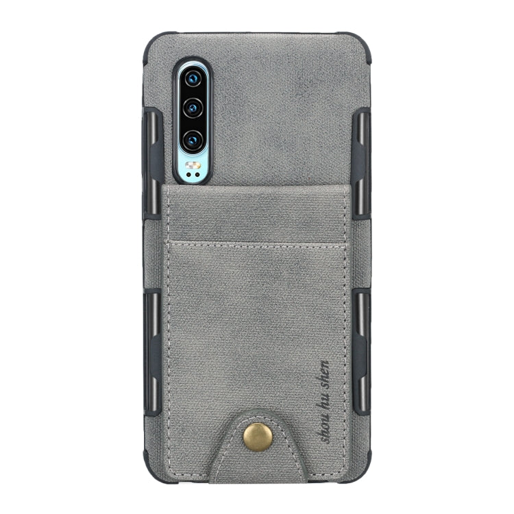 For Huawei P30 Cloth Texture + TPU Shockproof Protective Case with Vertical Flip Card Slots