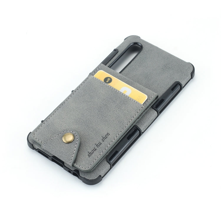 For Huawei P30 Cloth Texture + TPU Shockproof Protective Case with Vertical Flip Card Slots
