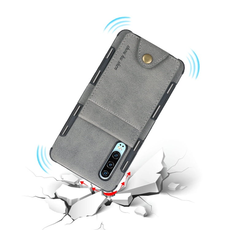 For Huawei P30 Cloth Texture + TPU Shockproof Protective Case with Vertical Flip Card Slots