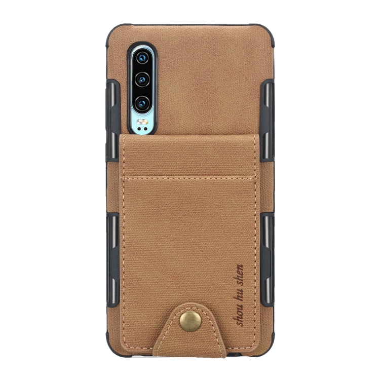 For Huawei P30 Cloth Texture + TPU Shockproof Protective Case with Vertical Flip Card Slots