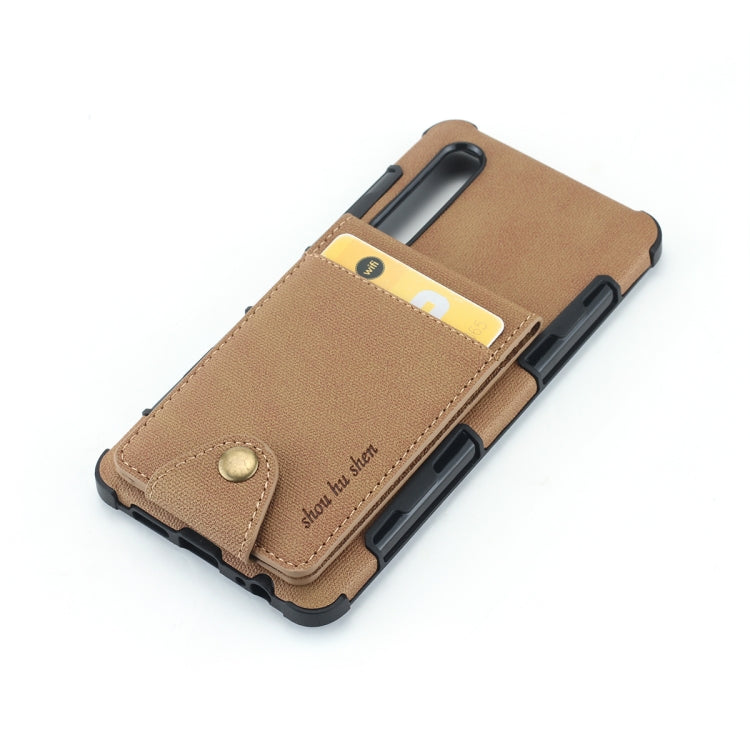 For Huawei P30 Cloth Texture + TPU Shockproof Protective Case with Vertical Flip Card Slots