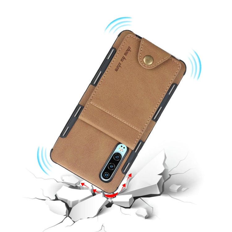 For Huawei P30 Cloth Texture + TPU Shockproof Protective Case with Vertical Flip Card Slots