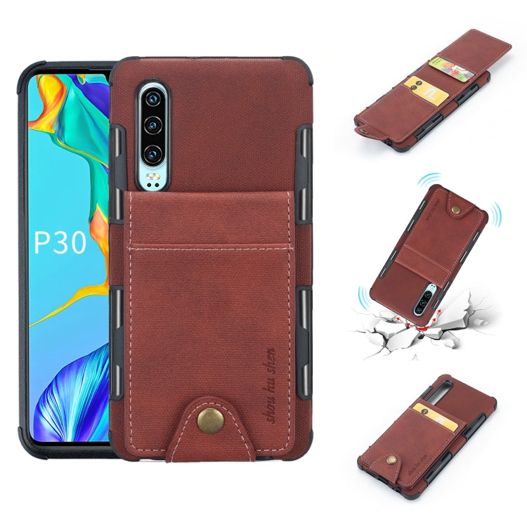 For Huawei P30 Cloth Texture + TPU Shockproof Protective Case with Vertical Flip Card Slots