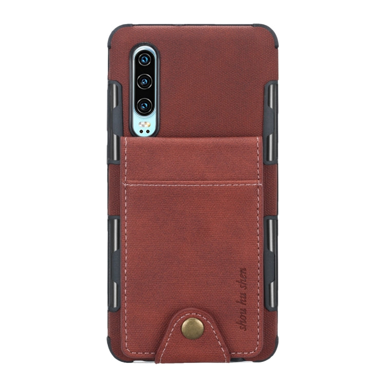 For Huawei P30 Cloth Texture + TPU Shockproof Protective Case with Vertical Flip Card Slots