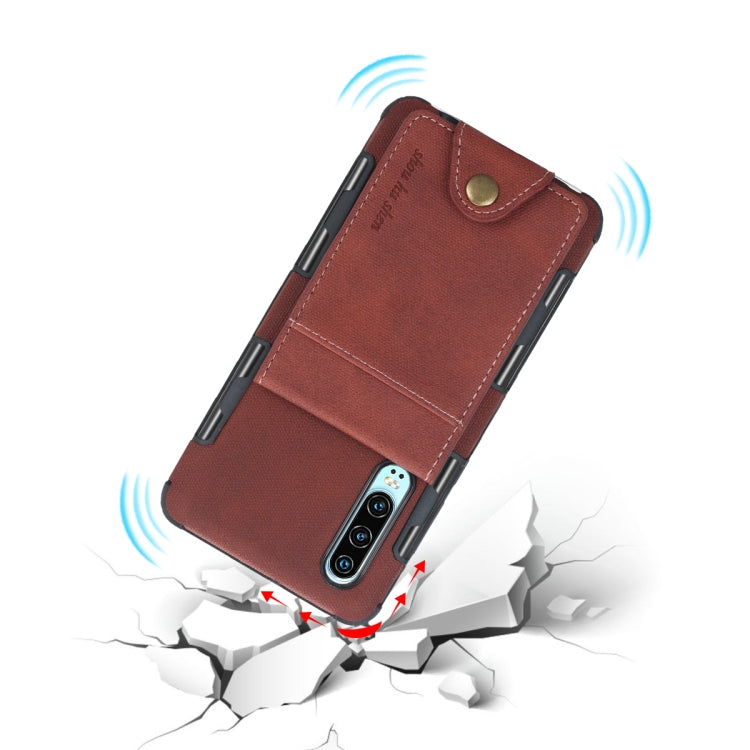 For Huawei P30 Cloth Texture + TPU Shockproof Protective Case with Vertical Flip Card Slots