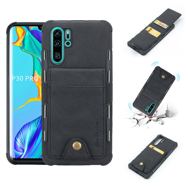 For Huawei P30 Pro Cloth Texture + TPU Shockproof Protective Case with Vertical Flip Card Slots