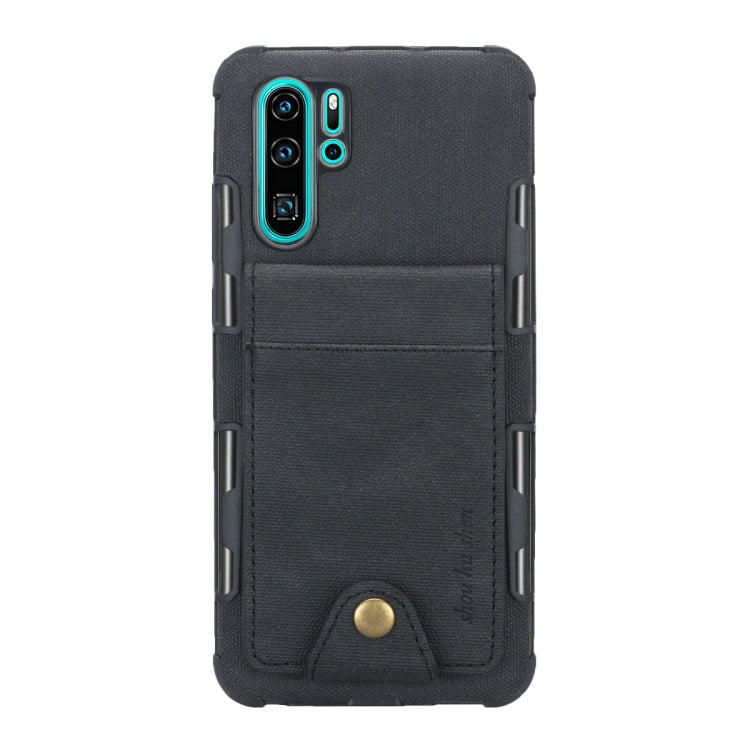 For Huawei P30 Pro Cloth Texture + TPU Shockproof Protective Case with Vertical Flip Card Slots