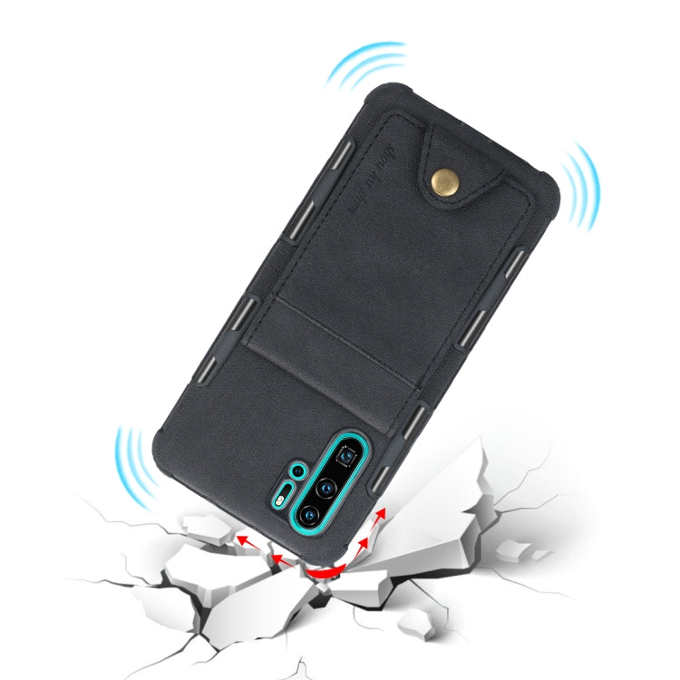 For Huawei P30 Pro Cloth Texture + TPU Shockproof Protective Case with Vertical Flip Card Slots
