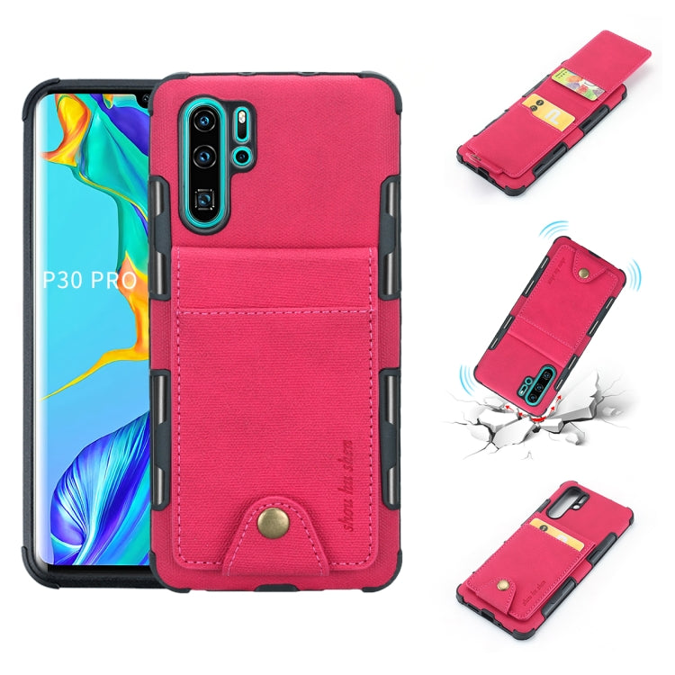For Huawei P30 Pro Cloth Texture + TPU Shockproof Protective Case with Vertical Flip Card Slots