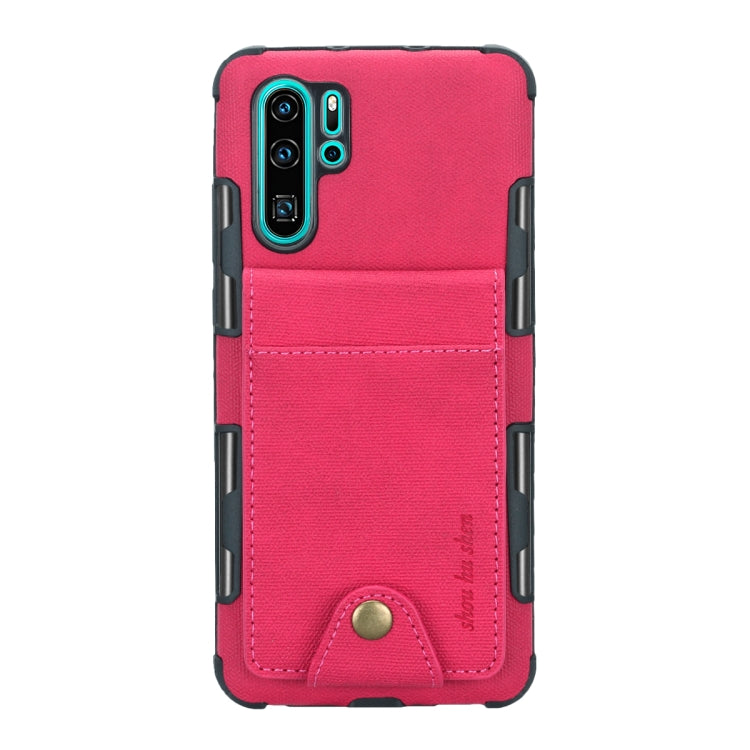 For Huawei P30 Pro Cloth Texture + TPU Shockproof Protective Case with Vertical Flip Card Slots