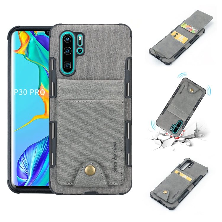 For Huawei P30 Pro Cloth Texture + TPU Shockproof Protective Case with Vertical Flip Card Slots