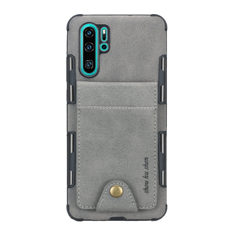 For Huawei P30 Pro Cloth Texture + TPU Shockproof Protective Case with Vertical Flip Card Slots