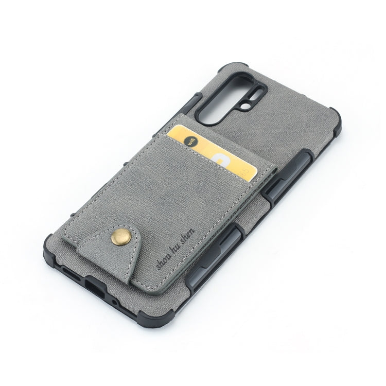 For Huawei P30 Pro Cloth Texture + TPU Shockproof Protective Case with Vertical Flip Card Slots