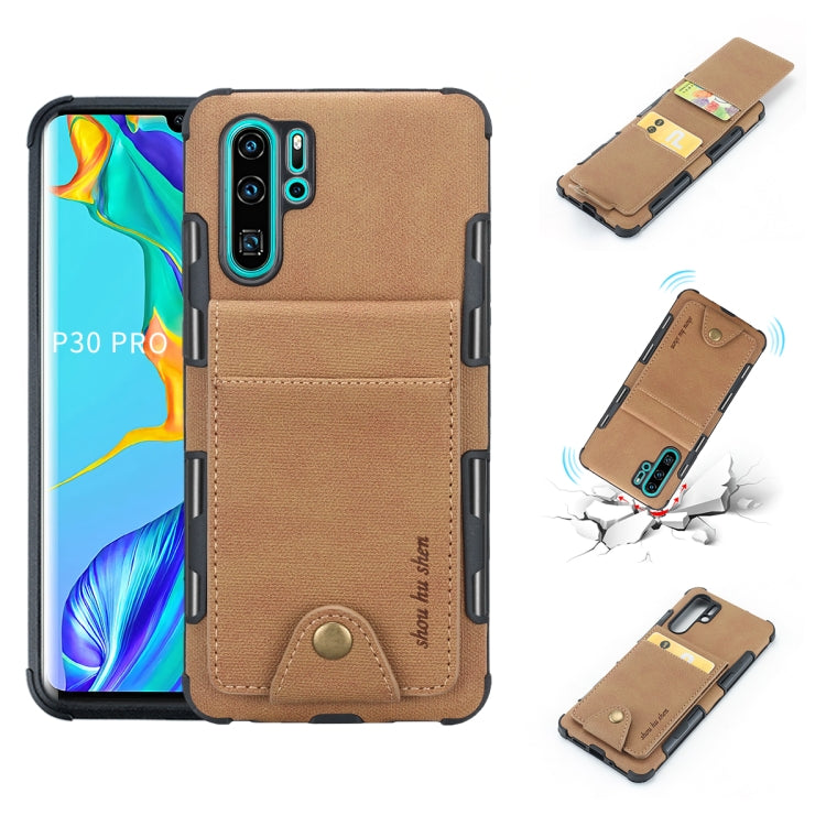 For Huawei P30 Pro Cloth Texture + TPU Shockproof Protective Case with Vertical Flip Card Slots