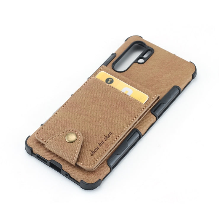 For Huawei P30 Pro Cloth Texture + TPU Shockproof Protective Case with Vertical Flip Card Slots