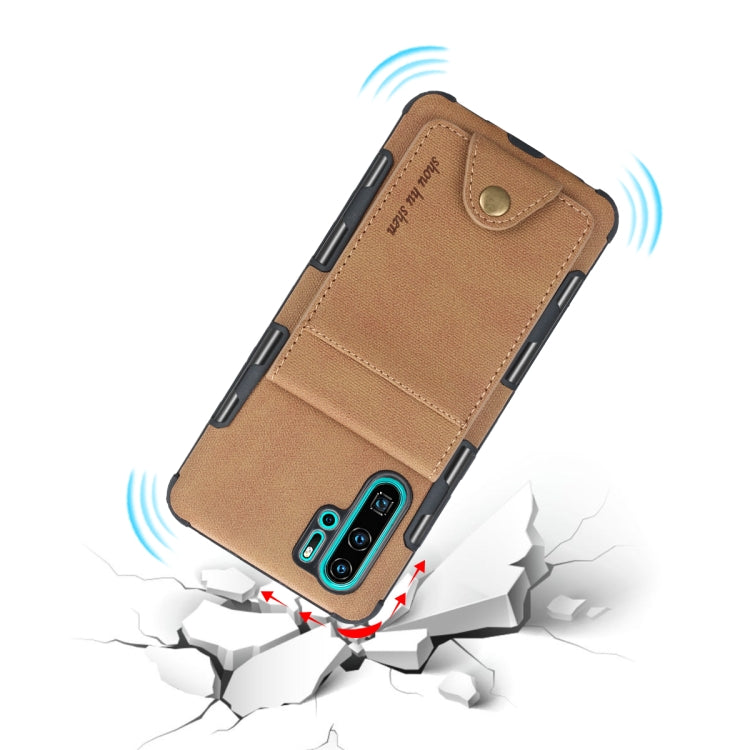 For Huawei P30 Pro Cloth Texture + TPU Shockproof Protective Case with Vertical Flip Card Slots